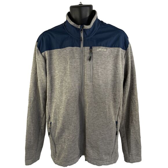 Mens Orvis Full Zip Active Fleece Lined Jacket Size XL Blue Gray - Picture 1 of 8